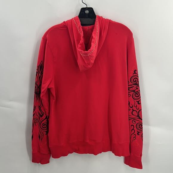 Harley Davidson Women's Red Zip Hoodie with Bling & Flames  Size XL - Picture 9 of 15